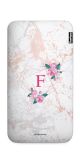 Carregador Portátil Power Bank - Mármore Floral Rosé Inicial