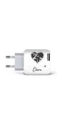 Carregador Personalizado USB de Parede -World Map Travel Heart